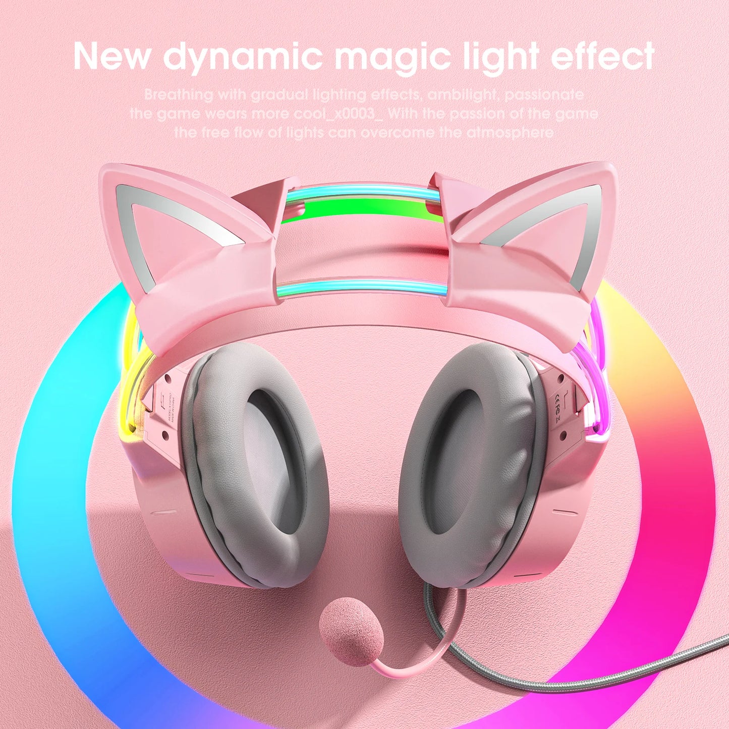 ONIKUMA X15 Pro cat ear led gaming head phones wired with detachable mic